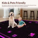 Ultra Soft Area Rug, Non Slip, Stain Resistant, Washable Area Rugs for Living Room, Bedroom, Vibrant Pixelated Geometric Aesthetic(Purple)