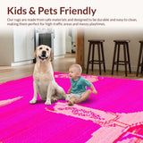Ultra Soft Area Rug, Non Slip, Stain Resistant, Washable Area Rugs for Living Room, Bedroom, Whimsical Cowgirl Themed Entrance Design(Pink)