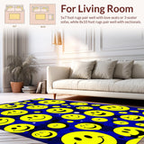 Ultra Soft Area Rug, Non Slip, Stain Resistant, Washable Area Rugs for Living Room, Bedroom, Whimsical Retro Smile Decor(Yellow)