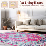 Ultra Soft Area Rug, Non Slip, Stain Resistant, Washable Area Rugs for Living Room, Bedroom, Elegant Abstract Symmetrical Design(Pink)