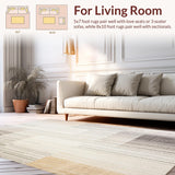 Ultra Soft Area Rug, Non Slip, Stain Resistant, Washable Area Rugs for Living Room, Bedroom, Speckled Wool Blend with Neutral Beige Palette and Abstract Linear Design(Ivory)