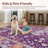 Ultra Soft Area Rug, Non Slip, Stain Resistant, Washable Area Rugs for Living Room, Bedroom, Whimsical Earthy Spiral Arrangement(Purple)