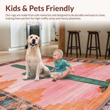 Ultra Soft Area Rug, Non Slip, Stain Resistant, Washable Area Rugs for Living Room, Bedroom, Vibrant Southwestern Floral Arrangement(Pink)