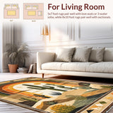 Ultra Soft Area Rug, Non Slip, Stain Resistant, Washable Area Rugs for Living Room, Bedroom, Lively Artistic Nature Elements(Brown)