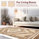 Ultra Soft Area Rug, Non Slip, Stain Resistant, Washable Area Rugs for Living Room, Bedroom, Chic Abstract Neutral Tones(Beige)