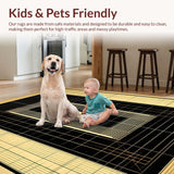 Ultra Soft Area Rug, Non Slip, Stain Resistant, Washable Area Rugs for Living Room, Bedroom, Sophisticated Urban Linear Patterns(Gold)