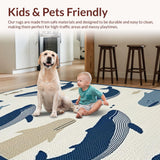 Ultra Soft Area Rug, Non Slip, Stain Resistant, Washable Area Rugs for Living Room, Bedroom, Serene Nautical Palette Composition(Blue)