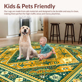 Ultra Soft Area Rug, Non Slip, Stain Resistant, Washable Area Rugs for Living Room, Bedroom, Stylish Cozy Tiled Composition(Gold)