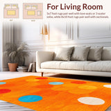 Ultra Soft Area Rug, Non Slip, Stain Resistant, Washable Area Rugs for Living Room, Bedroom, Playful Circular Educational Aesthetic(Orange)
