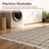 Ultra Soft Area Rug, Non Slip, Stain Resistant, Washable Area Rugs for Living Room, Bedroom, Rustic Minimalist Flatweave Style(Beige)