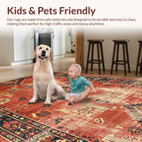 Ultra Soft Area Rug, Non Slip, Stain Resistant, Washable Area Rugs for Living Room, Bedroom, Striking Colorful Tribal Elements(Red)