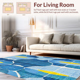 Ultra Soft Area Rug, Non Slip, Stain Resistant, Washable Area Rugs for Living Room, Bedroom, Playful Scalloped Rug(Blue)