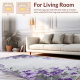 Ultra Soft Area Rug, Non Slip, Stain Resistant, Washable Area Rugs for Living Room, Bedroom, Contemporary Soft Petal Motif(Gray)
