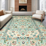 Ultra Soft Area Rug, Non Slip, Stain Resistant, Washable Area Rugs for Living Room, Bedroom, Elegant Pastel Floral Motif(Blue)