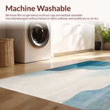 Ultra Soft Area Rug, Non Slip, Stain Resistant, Washable Area Rugs for Living Room, Bedroom, Tranquil Oasis Patio Watercolor Inspired Blue Beige(Blue)
