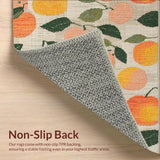 Ultra Soft Area Rug, Non Slip, Stain Resistant, Washable Area Rugs for Living Room, Bedroom, Blush Fruit Pattern Carpet Bright Orange Green White Design(Beige)