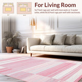 Ultra Soft Area Rug, Non Slip, Stain Resistant, Washable Area Rugs for Living Room, Bedroom, Rustic Textured Modern Aesthetic(Red)