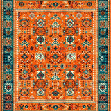 Ultra Soft Area Rug, Non Slip, Stain Resistant, Washable Area Rugs for Living Room, Bedroom, Chic Retro Symmetrical Elements(Orange)