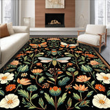 Ultra Soft Area Rug, Non Slip, Stain Resistant, Washable Area Rugs for Living Room, Bedroom, Bold Graphic Insect Illustrations(Black)