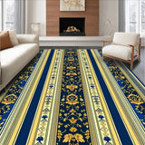 Ultra Soft Area Rug, Non Slip, Stain Resistant, Washable Area Rugs for Living Room, Bedroom, Neutral with Geometric Stripe(Blue)
