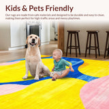 Ultra Soft Area Rug, Non Slip, Stain Resistant, Washable Area Rugs for Living Room, Bedroom, Chic Abstract Wave Motif(Yellow)