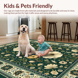 Ultra Soft Area Rug, Non Slip, Stain Resistant, Washable Area Rugs for Living Room, Bedroom, Trendy Leafy Insect Illustrations(Green)