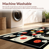 Ultra Soft Area Rug, Non Slip, Stain Resistant, Washable Area Rugs for Living Room, Bedroom, Vibrant Multi-Color Soundwave Aesthetic(Black)