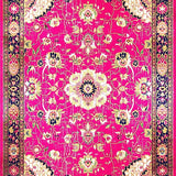 Ultra Soft Area Rug, Non Slip, Stain Resistant, Washable Area Rugs for Living Room, Bedroom, Exuberant Multi-Hued Artful Pattern(Pink)