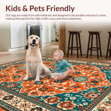 Ultra Soft Area Rug, Non Slip, Stain Resistant, Washable Area Rugs for Living Room, Bedroom, Transitional Cozy Tiled Motif(Orange)