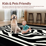Ultra Soft Area Rug, Non Slip, Stain Resistant, Washable Area Rugs for Living Room, Bedroom, Contemporary Eclectic Animal Graphics(Black)