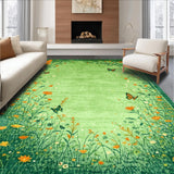 Ultra Soft Area Rug, Non Slip, Stain Resistant, Washable Area Rugs for Living Room, Bedroom, Whimsical Green Nature Scene(Green)