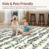 Ultra Soft Area Rug, Non Slip, Stain Resistant, Washable Area Rugs for Living Room, Bedroom, Dynamic Note-Centric Visual Experience(Black)