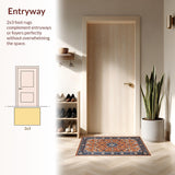 Ultra Soft Area Rug, Non Slip, Stain Resistant, Washable Area Rugs for Living Room, Bedroom, Chic Retro Geometric Color Palette(Orange)
