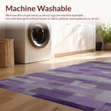 Ultra Soft Area Rug, Non Slip, Stain Resistant, Washable Area Rugs for Living Room, Bedroom, Chic Transitional Geometric Fusion(Purple)