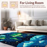 Ultra Soft Area Rug, Non Slip, Stain Resistant, Washable Area Rugs for Living Room, Bedroom, Chic Multicolor Modern Aesthetic(Green)