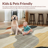 Ultra Soft Area Rug, Non Slip, Stain Resistant, Washable Area Rugs for Living Room, Bedroom, Serene Neutral Tiled Motif(Gray)