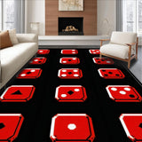 Ultra Soft Area Rug, Non Slip, Stain Resistant, Washable Area Rugs for Living Room, Bedroom, Dynamic Tiled Pattern in Black(Red)