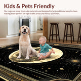 Ultra Soft Area Rug, Non Slip, Stain Resistant, Washable Area Rugs for Living Room, Bedroom, Artful Distressed Medallion Style(Gold)