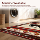 Ultra Soft Area Rug, Non Slip, Stain Resistant, Washable Area Rugs for Living Room, Bedroom, Elegant Cabin-Inspired Pattern(Red)