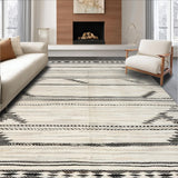 Ultra Soft Area Rug, Non Slip, Stain Resistant, Washable Area Rugs for Living Room, Bedroom, Stylish Neutral Abstract Elements(White)