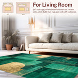 Ultra Soft Area Rug, Non Slip, Stain Resistant, Washable Area Rugs for Living Room, Bedroom, Stylish Layered Textured Elements(Green)