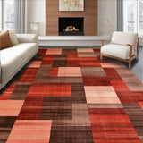 Ultra Soft Area Rug, Non Slip, Stain Resistant, Washable Area Rugs for Living Room, Bedroom, Rustic Multi-Hued Geometric Design(Red)