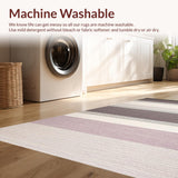 Ultra Soft Area Rug, Non Slip, Stain Resistant, Washable Area Rugs for Living Room, Bedroom, Sleek Minimalist Striped Composition(Gray)
