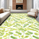 Ultra Soft Area Rug, Non Slip, Stain Resistant, Washable Area Rugs for Living Room, Bedroom, Lush Botanical Leaf Motif(White)