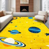 Ultra Soft Area Rug, Non Slip, Stain Resistant, Washable Area Rugs for Living Room, Bedroom, Orbiting Brightly Colored Elements(Yellow)