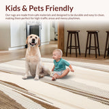 Abstract Linear Motifs and Textured Chevron Stripes(Beige)