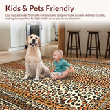 Ultra Soft Area Rug, Non Slip, Stain Resistant, Washable Area Rugs for Living Room, Bedroom, Artistic Rustic Animal Print Concept(Orange)