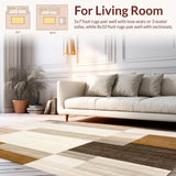 Modern Beige Area Geometric Patchwork Design Stylish Home Decor B(Beige)