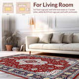 Ultra Soft Area Rug, Non Slip, Stain Resistant, Washable Area Rugs for Living Room, Bedroom, Chic Transitional Diamond Pattern(Red)