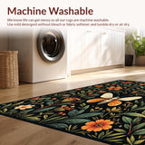 Ultra Soft Area Rug, Non Slip, Stain Resistant, Washable Area Rugs for Living Room, Bedroom, Stylish Contemporary Nature Elements(Black)